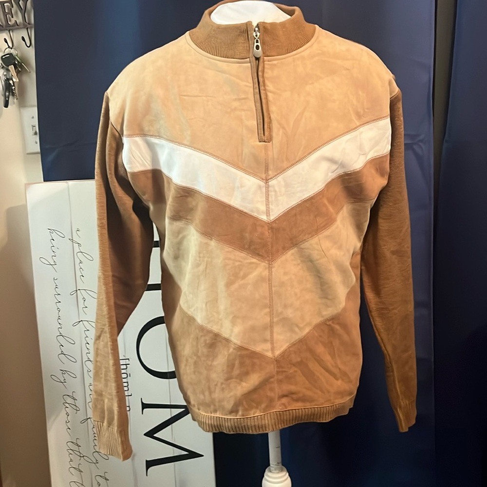 Mens sweater with suede material!